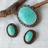 ロビンエッグ・ブローチ＆イヤリング・セット