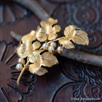 IPS-K12金-真珠の小枝ブローチ