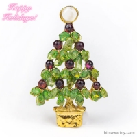 Swoboda スワボダ-天然石クリスマスツリー・ヴィンテージ・ブローチ [ペリドット＆ガーネット]（メイン）