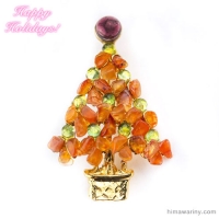 Swoboda スワボダ-天然石クリスマスツリー・ヴィンテージ・ブローチ [カーネリアン＆ペリドット] （メイン画像）