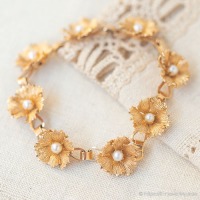 IPS-K12金-真珠の花輪ヴィンテージ・ブレスレット