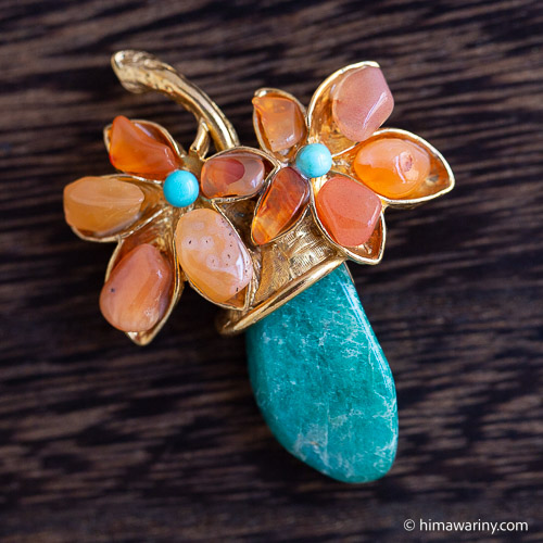 Swoboda スワボダ-天然石-フラワー・ドングリ・ブローチ【ヴィンテージ