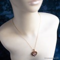 Swoboda スワボダ-天然石-ロードライトガーネットと真珠のWオープンハート・ヴィンテージ・ペンダントネックレス【Box入り★デッドストック】