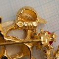 Swoboda スワボダ-天然石-お花畑と大粒セブパールのバード・ブローチ【ヴィンテージ・デッドストック】