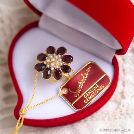 Swoboda スワボダ-天然石-ガーネット・リング【ハートBox入り★ヴィンテージ・デッドストック】訳あり