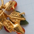 Swoboda スワボダ-天然石-カーネリアン柿色どんぐり・ヴィンテージ・ブローチ【未使用品】