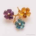 Swoboda スワボダ-天然石-トリプル・キャンディ・フラワー・ヴィンテージ・ブローチ【未使用品】