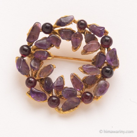 Swoboda スワボダ-天然石-アメジスト・リース・サークル・ヴィンテージ・ブローチ【未使用品】