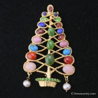 Swoboda スワボダ-天然石イルミネーション・ヴィンテージ・クリスマスツリー・ブローチ【デッドストック】