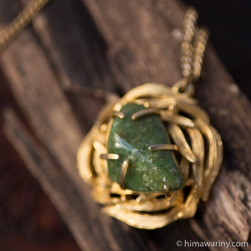 BSK-天然石-翡翠ヴィンテージ・ネックレス（ペンダントトップ）