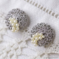 Trifari トリファリ-シルバー・パール唐草レース・ヴィンテージ・イヤリング