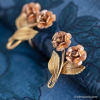 Krementz-K14金-ピンクゴールドローズ・ヴィンテージ・イヤリング