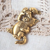 JJ-バードウォッチングする猫のヴィンテージ・キャット・ブローチ