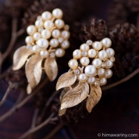 Trifari トリファリ-ゴールド＆パール・イヤリング